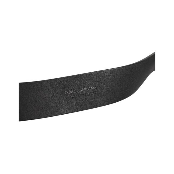 Dolce & Gabbana Leather Belt Bronze Buckle Men Black Belts